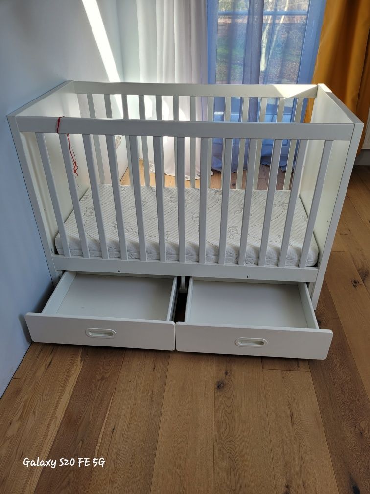 Ikea łóżeczko niemowlę z materacem Hilding