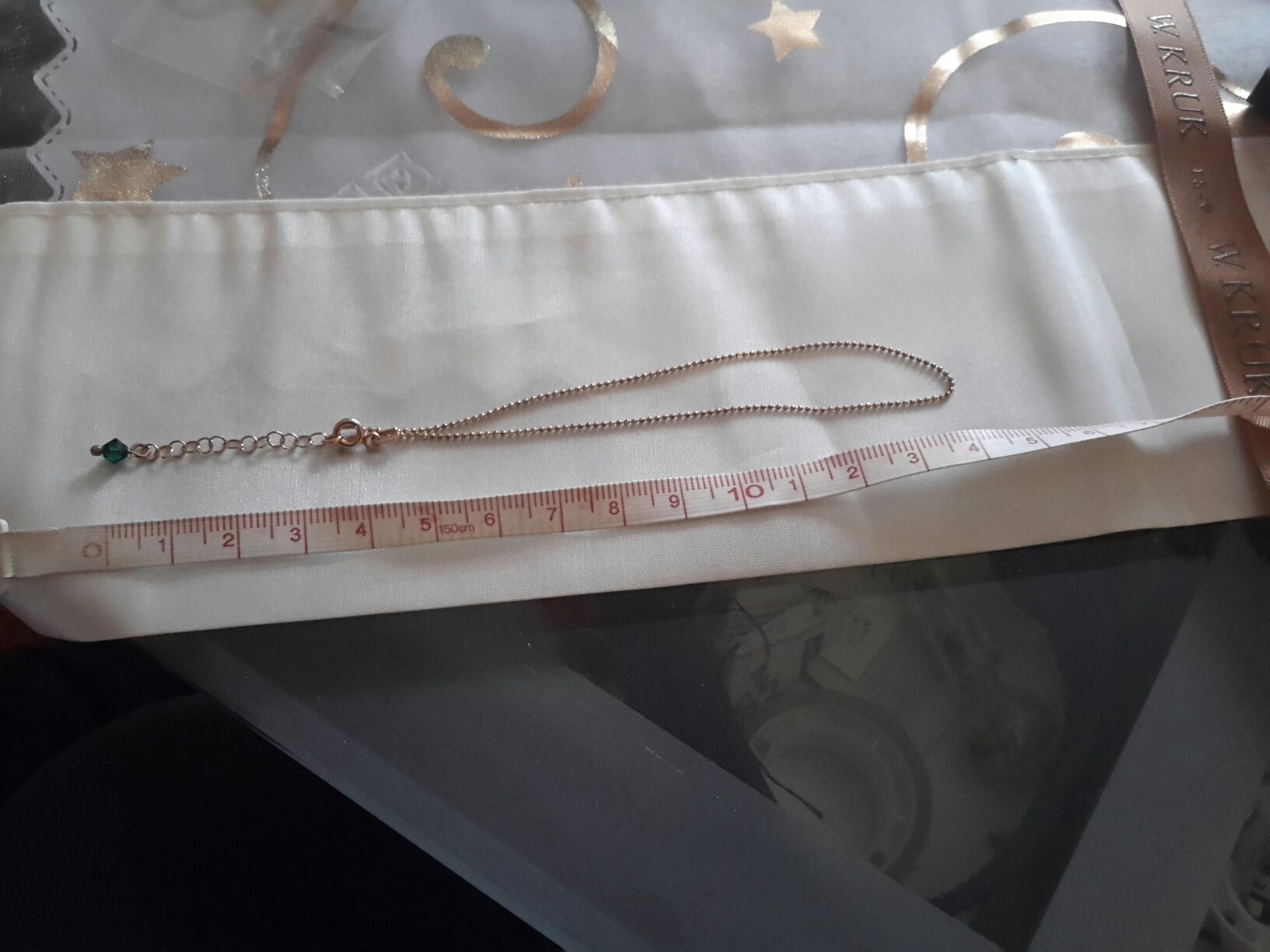 Nowa pozłacana bransoletka srebrna z kryształem swarovskiego dl 20 cm
