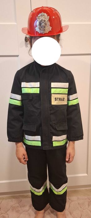 Strój Kostium Przebranie Strażak Strażaka 110-116 hełm