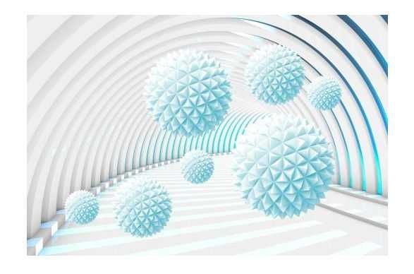 Fototapeta  TUNEL Niebieskie Kule Abstrakcja Efekt 3D 405x270