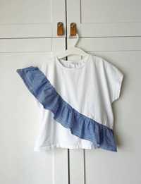 Bluzka t-shirt Zara 9 lat 134 falbana paski top koszulka lato