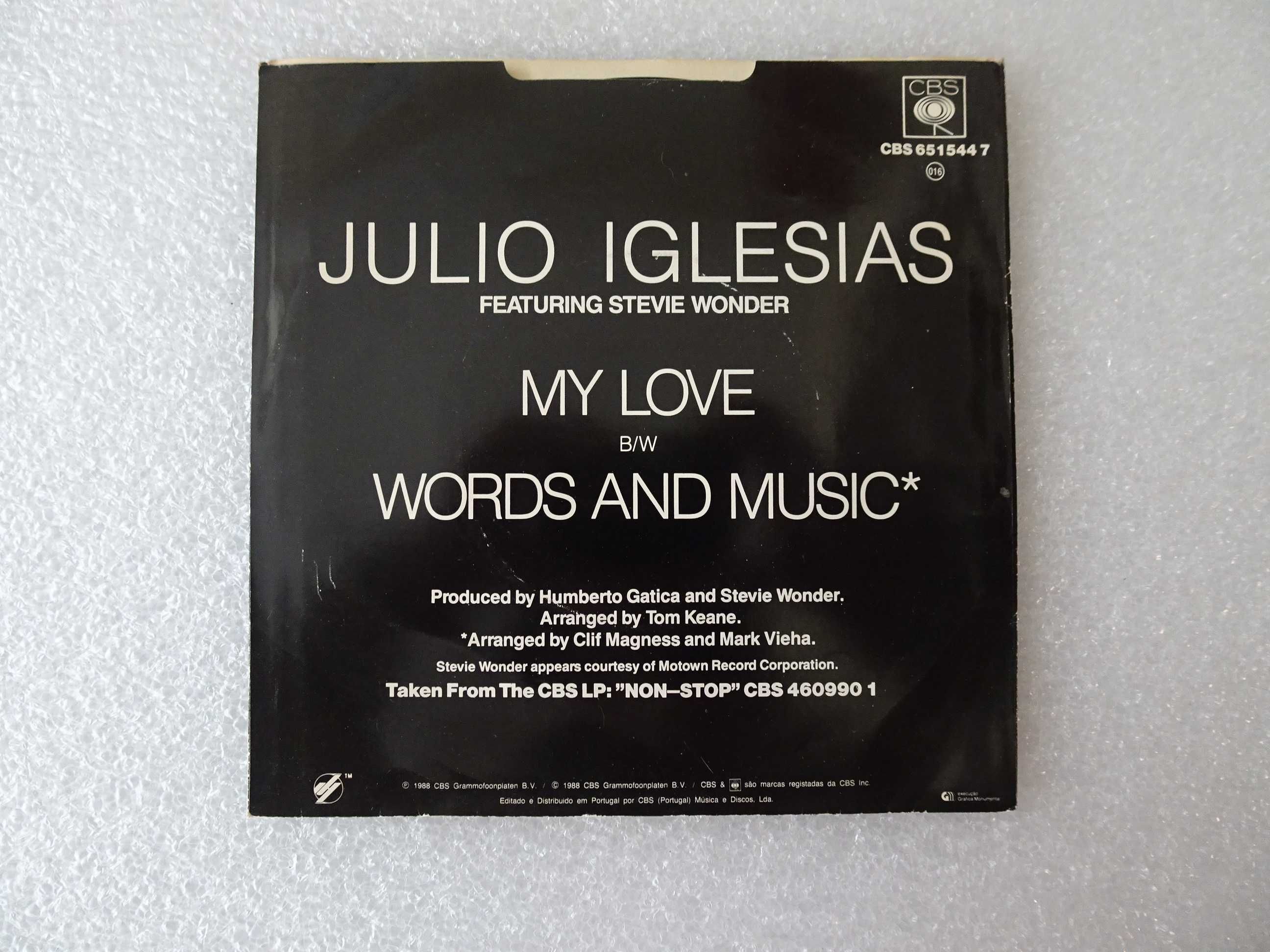 Disco vinil single - Júlio Iglésias - Stevie Wonder - My Love