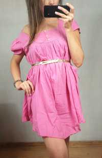 Różowa tunika z kieszeniami ,bawełna XL, sukienka