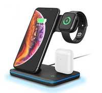 Бездротова зарядка 3in1 Fast Wireless Charger Black для iPhone