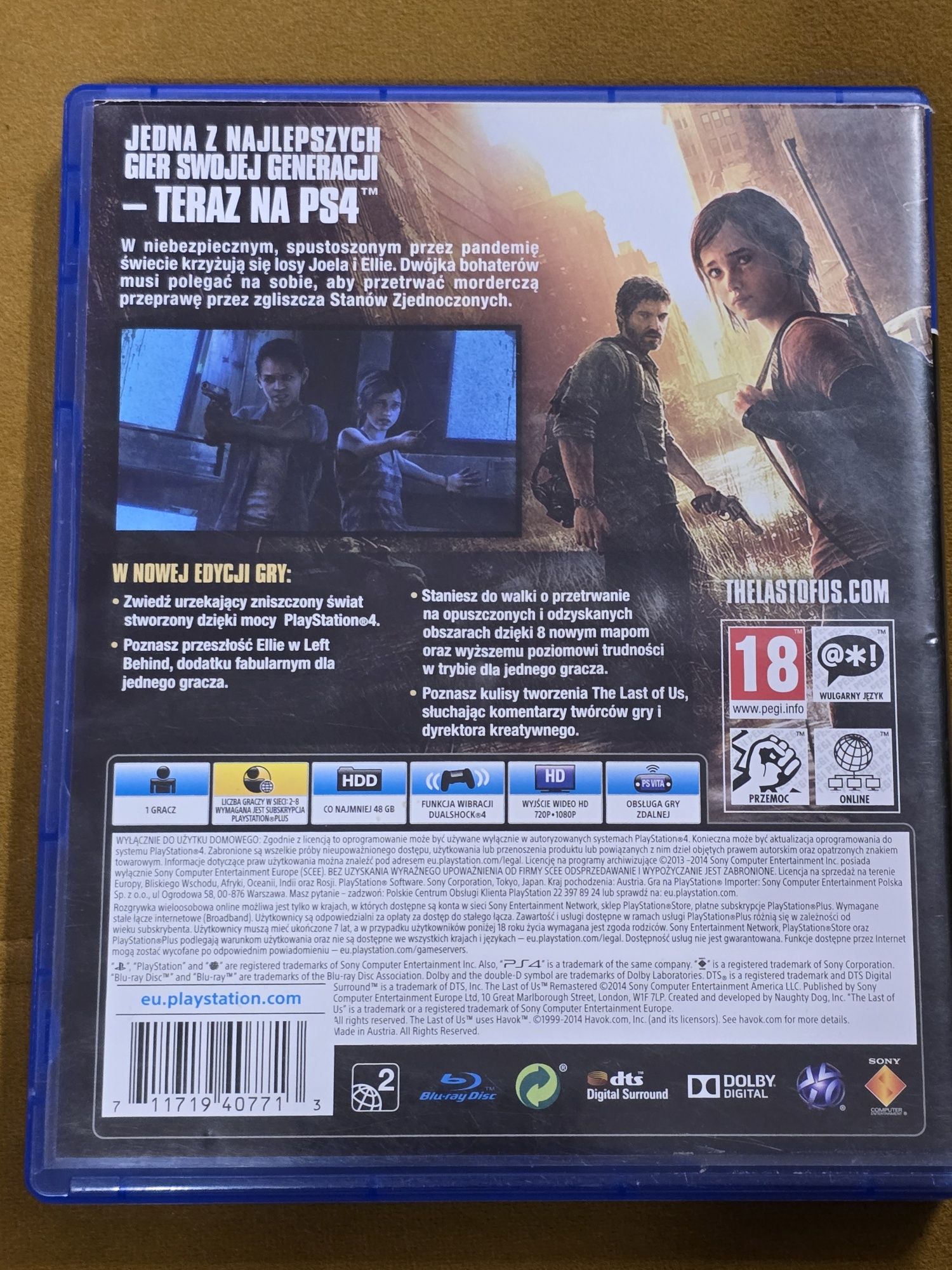 Gra The Last of Us Remastered PS4 PS5 playstation 4 i 5 po polsku PL
