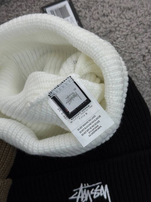 Шапка Stussy чорна/ зимня шапка стусі біла/ шапка унісекс на зиму