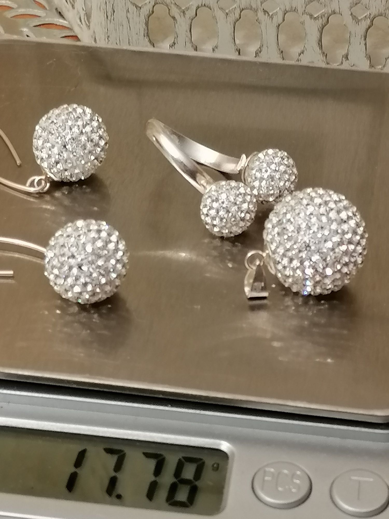 Piękny Komplet biżuterii srebrnej 925 z kryształami Svarowskiego