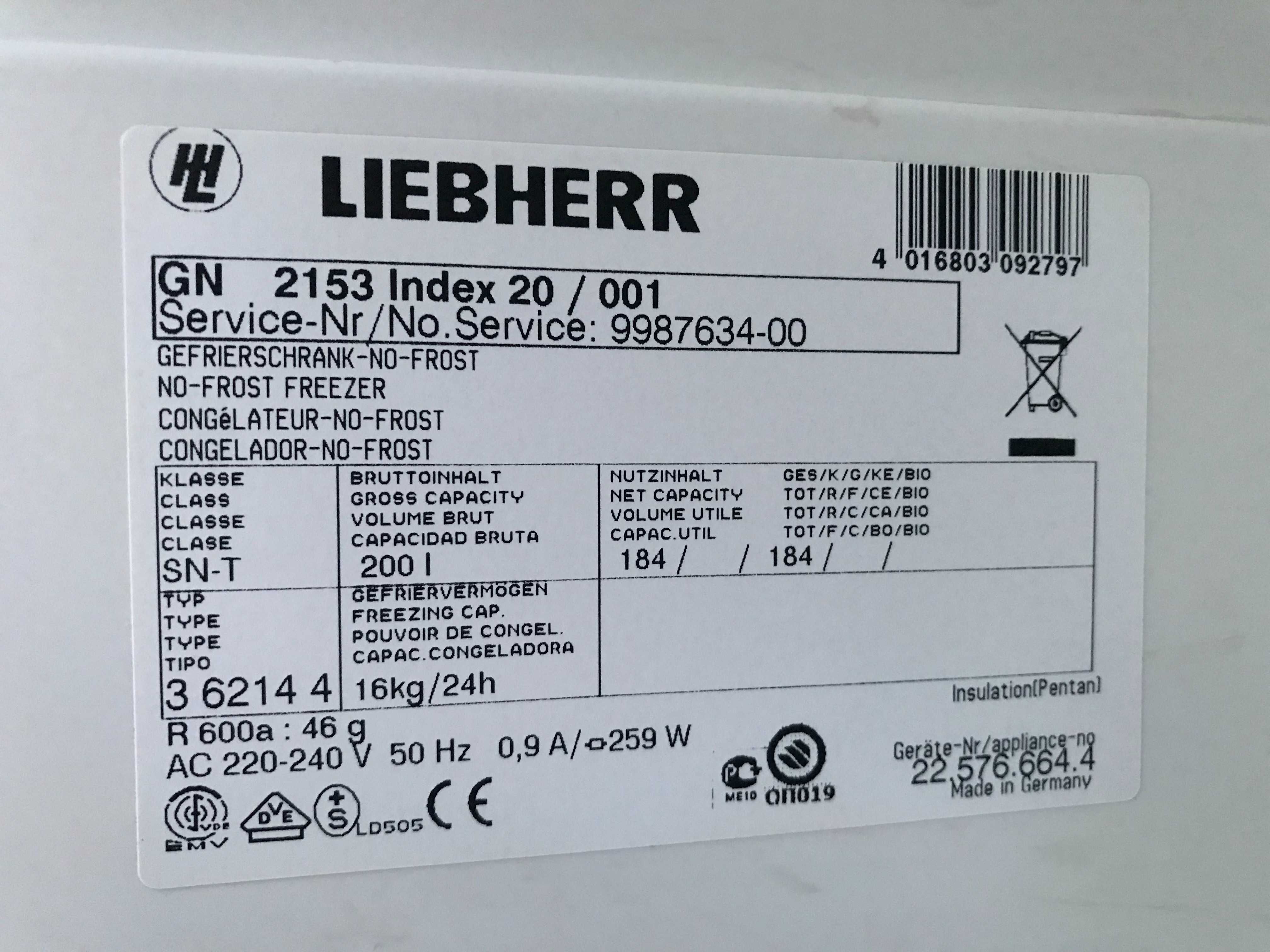 Zamrażarka szufladowa Liebherr Premium NoFrost GN 2153 - 145 cm.