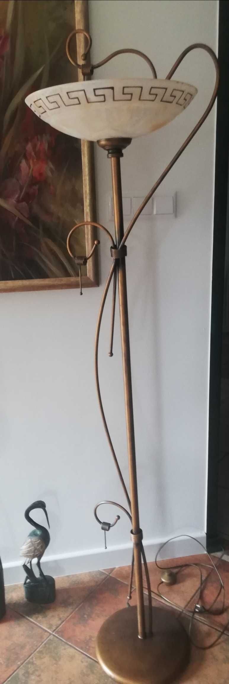 Lampa stojąca 175 cm, metalowa ze szklanym kloszem