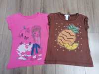 Koszulka t-shirt komplet różowa brązowa ananas