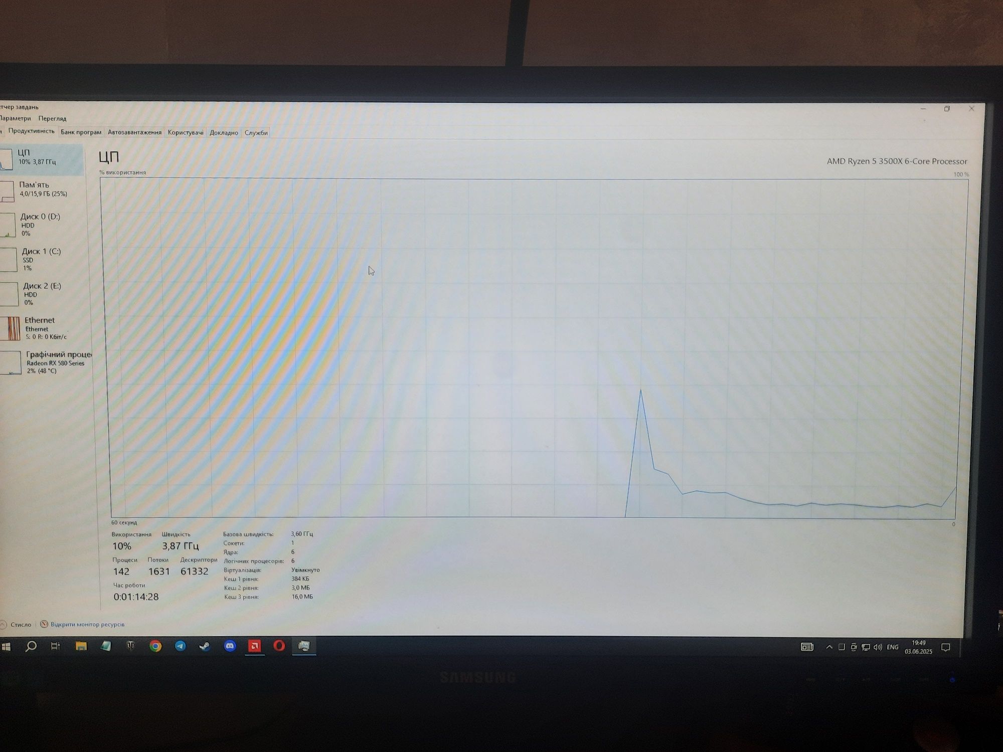 Ryzen 5 3500x повністю робочий