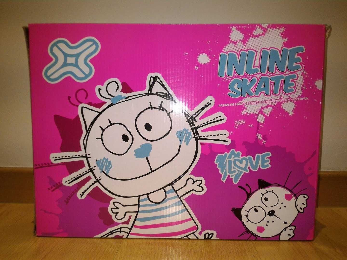Inline Skate Patins em linha + Capacete + Joelheiras