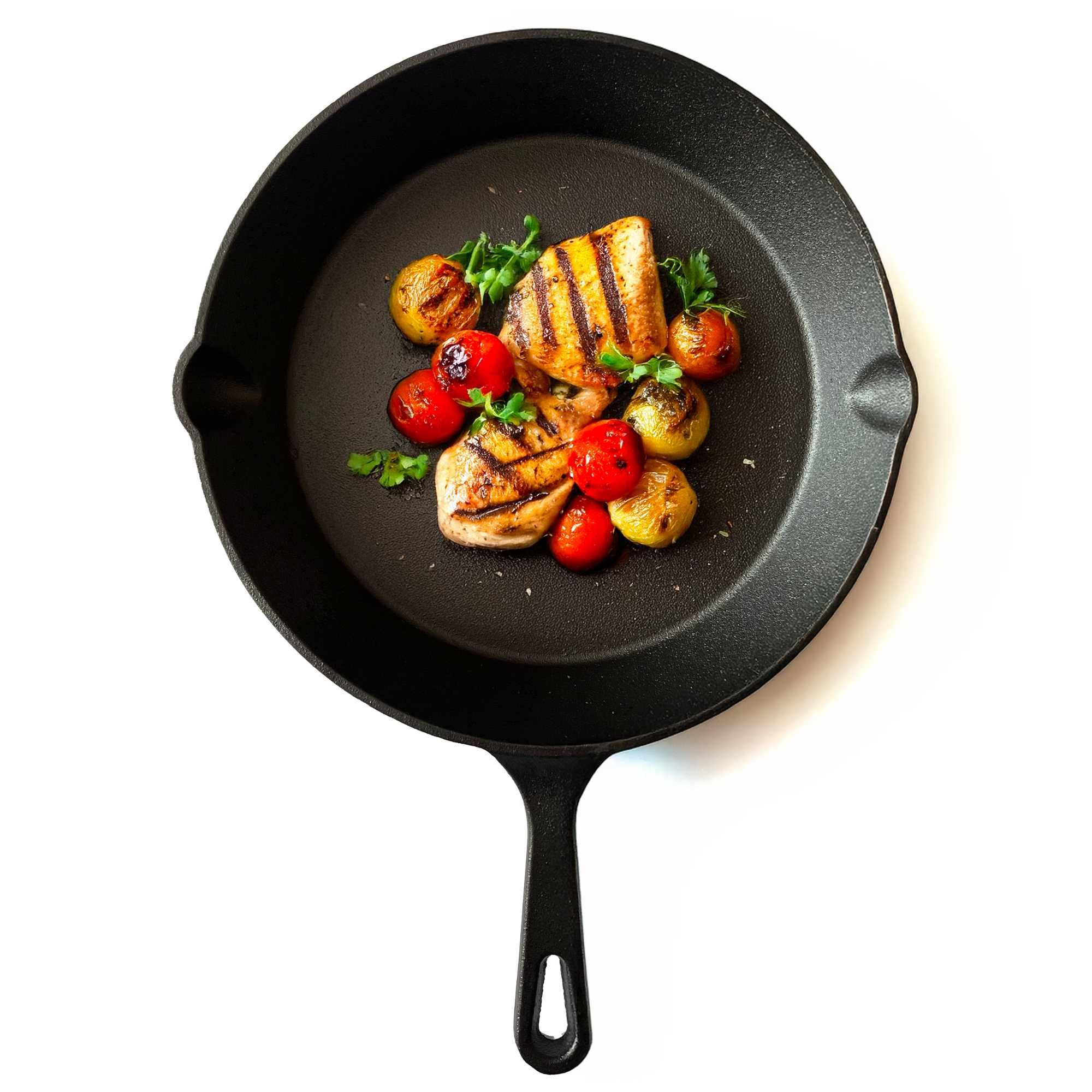 żeliwna patelnia 25,5cm grill gaz ognisko indukcja żeliwny