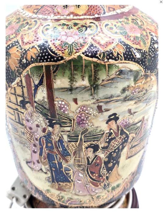 Lampa porcelanowa chińska ręcznie malowana - retro vintage