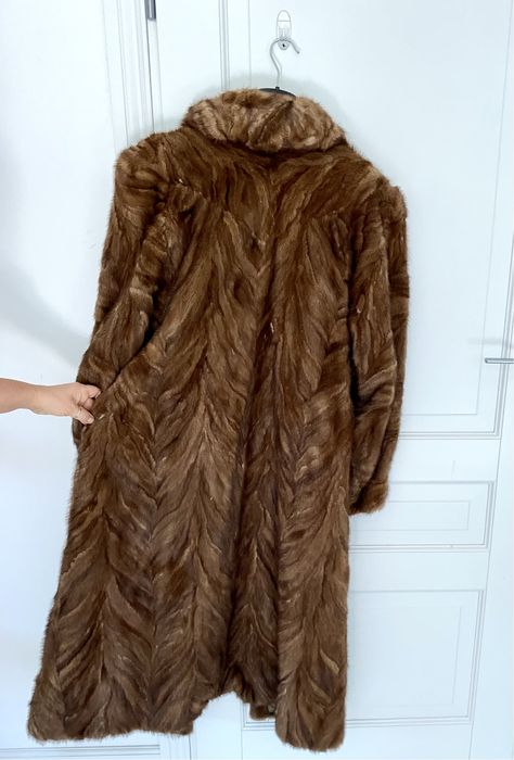 Długie naturalne futro norki boczki norek karmelowe jasno brązowe