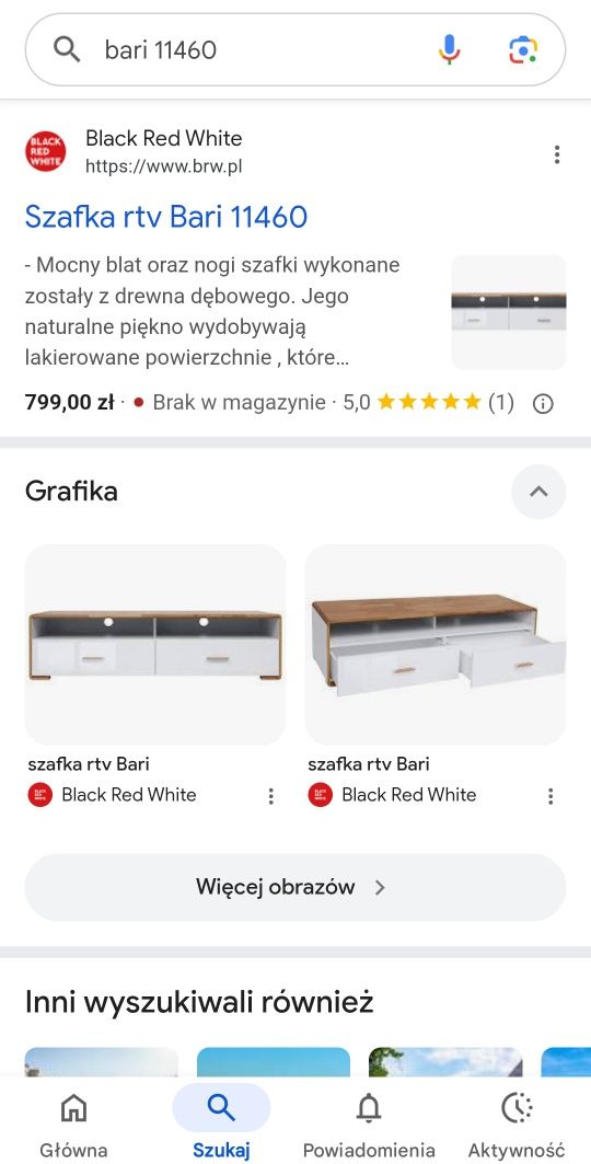 Szafka pod RTV i stolik black red white Bari 11460 drewniany blat