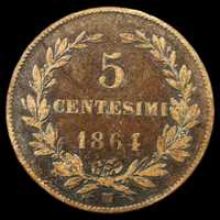 Moeda de 5 Centesimi - 1864 - San Marino