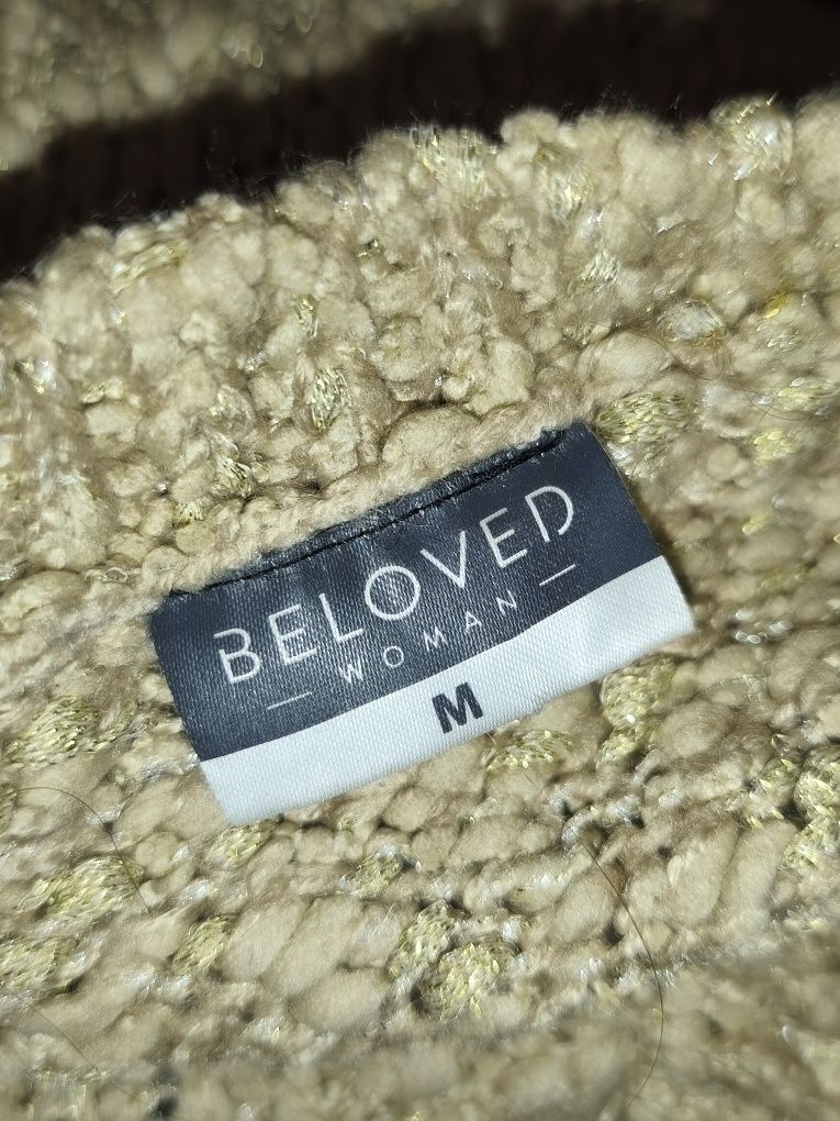Sweter oversize asymetryczny złota nitka M 38
