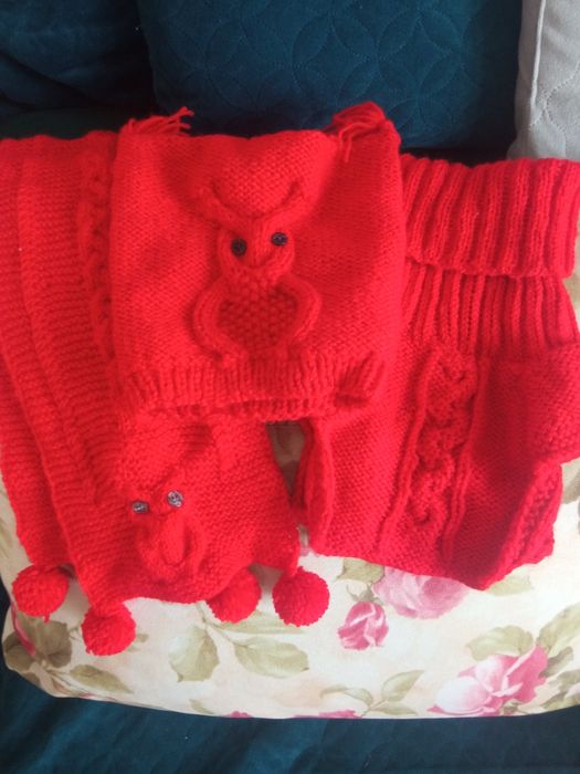 Komplet szalik czapka komin ręcznie robiony