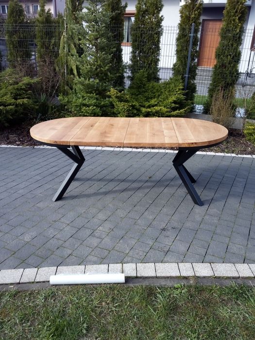 Stół okrągły 110 + 2 wkładki po 50dębowy lity dąb naturalny