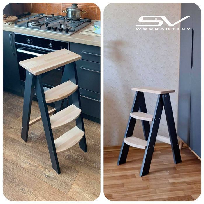 Стрем'янка дерев'яна, драбина Стремянка деревянная для кухни, лестница