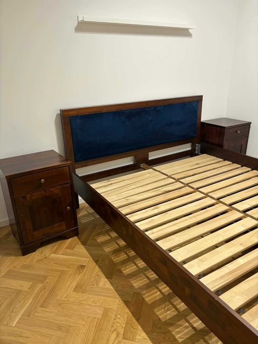Łóżko z litego drewna brzozowego + szafki nocne
