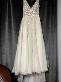 Piekna suknia ślubna rozmiar 38-40 z salonu Paryżanka kolor szampański