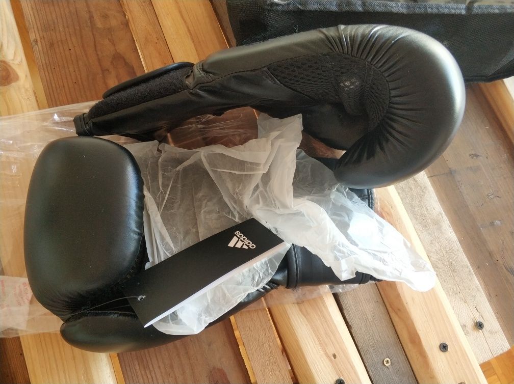 Rękawice bokserskie boks czarne Hybrid 80 - Adidas nowe 14 oz