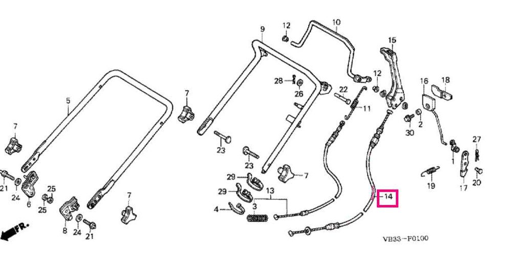 Linka rotostop (zatrzymania noża) HONDA HR216,HRA216 kosiarki