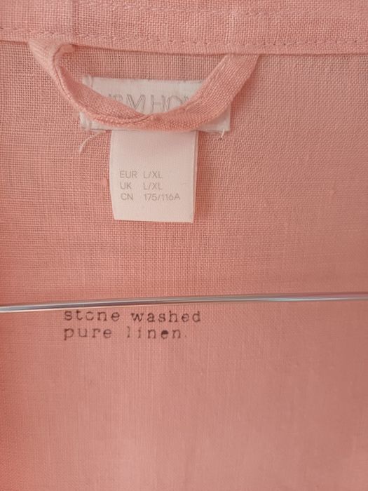 Szlafrok ze 100% lnu  Len H&M rozowy letni L XL