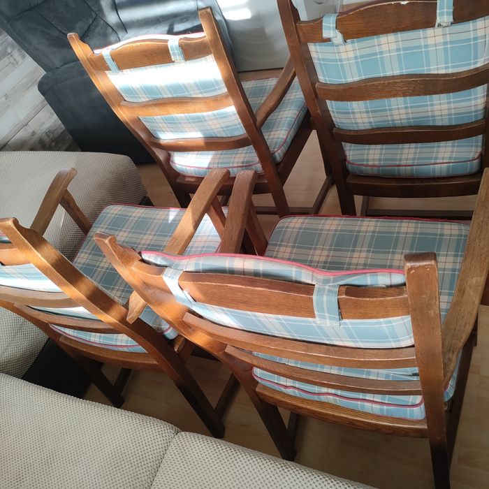 Krzesła ogrodowo - tarasowe drewniane z poduszkami 4 szt - Transport