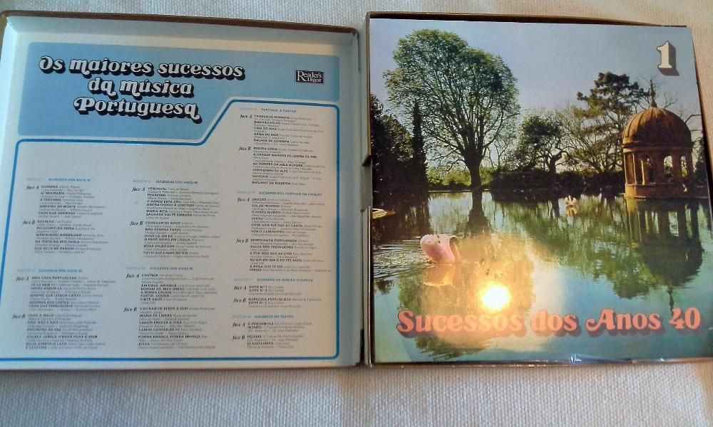 Caixa de discos vinil de musica portuguesa dos anos 40 até 70