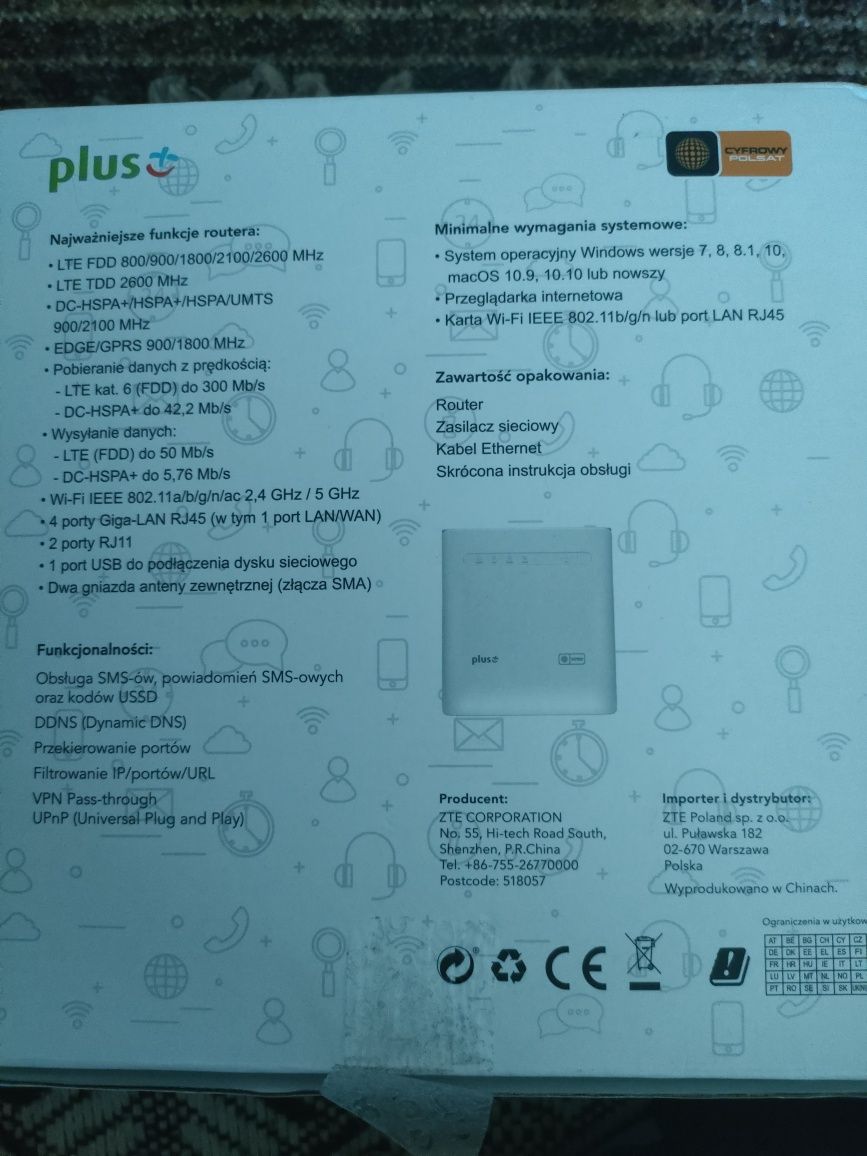 Router GSM CZARNY na Kartę SIM ZTE MF286 LTE 2.4ghz / 5ghz