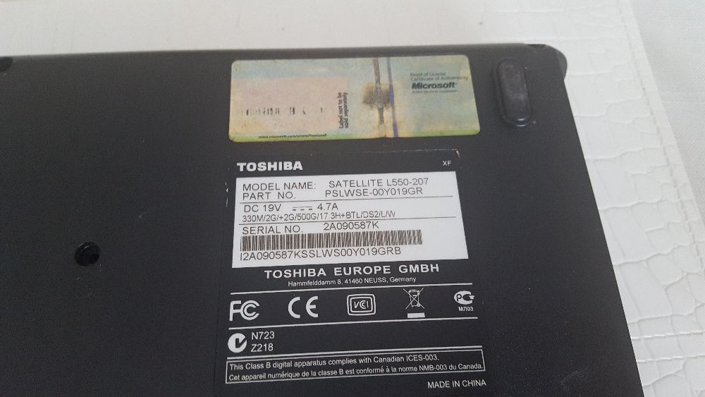 Laptop Toshiba Satellte L550