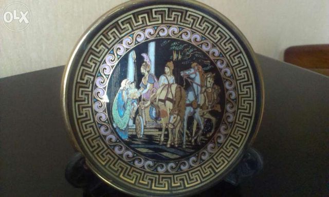 Сувенирная тарелка, покрытие золотом, Греция