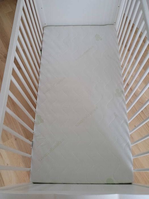 Łóżeczko drewniane dziecięce niemowlęce Marsell Klupś 120x60 + materac