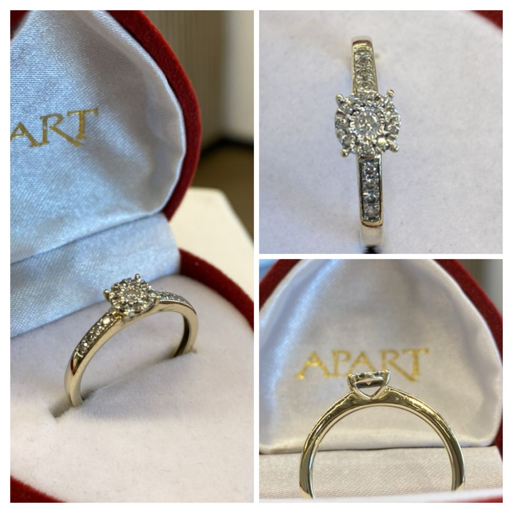 APART złoty pierścionek z brylantami - 0,21 ct - próba 585