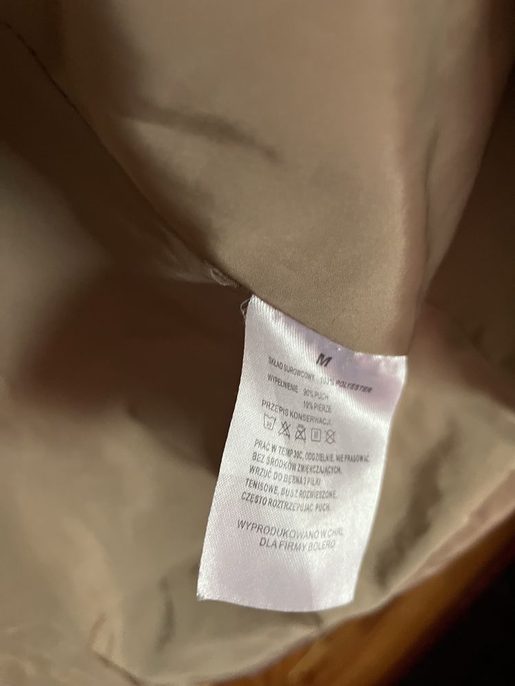 Brązowa kurtka damska Bolero rozm. M 90 % puch 10% pierze