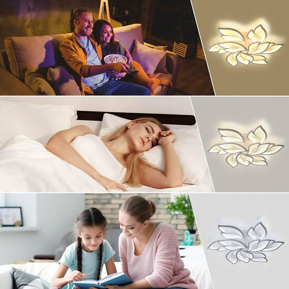 Inteligentna lampa sufitowa LED ściemniana 9 głowic, sterowanie apli