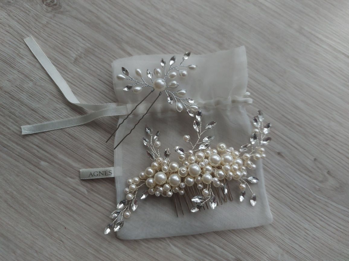 Grzebyk ślubny z perełkami