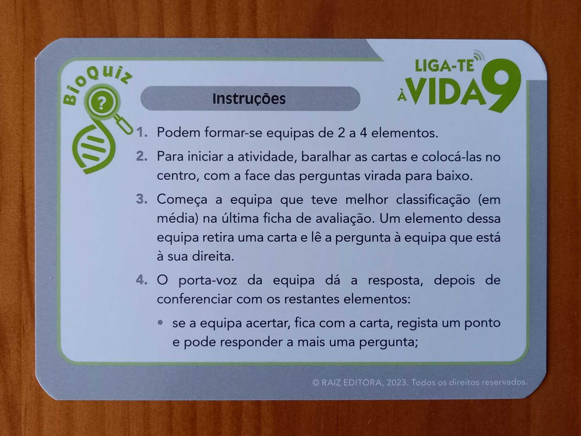 (NOVO, PORTES GRÁTIS) Jogo Cartas / Flashcards BioQuiz: Ciências, 9.º
