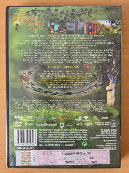 Filme de animação infantil "A Floresta Mágica" em DVD