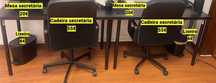 Conjunto Mesa/Cadeira Secretária + Lixeiras