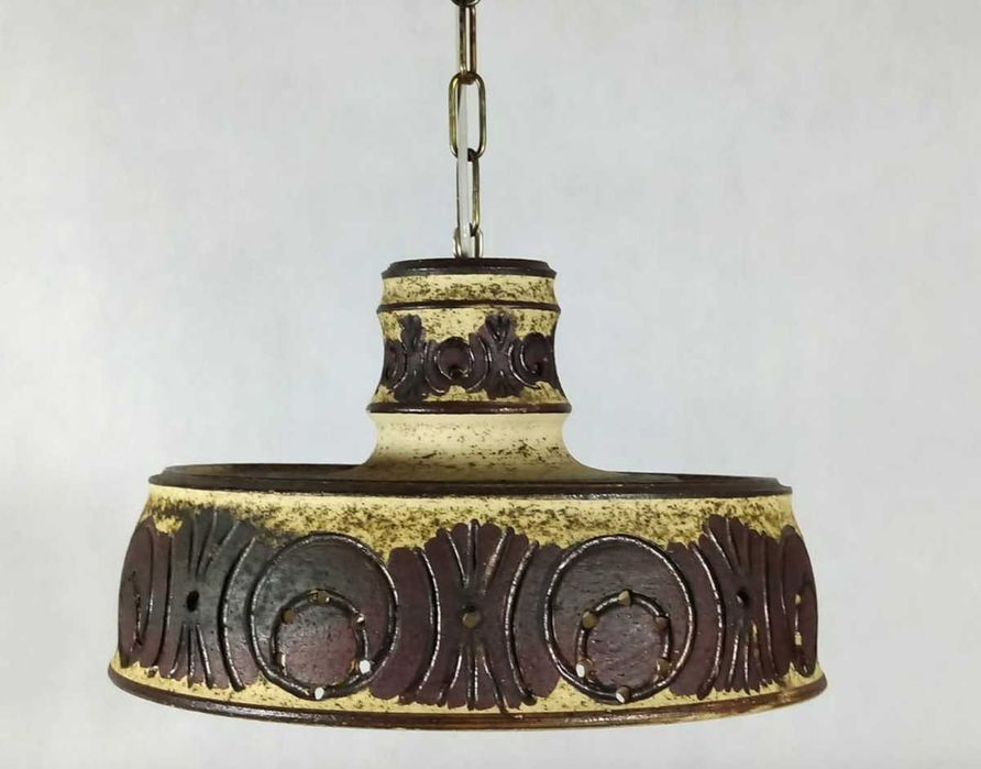 Lampa wisząca, sufitowa, ceramiczna, skandynawska, lata 70.