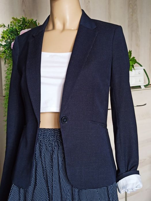 Sg Piękny elegancki żakiet 34 , XS granatowa marynarka damska 34 , XS