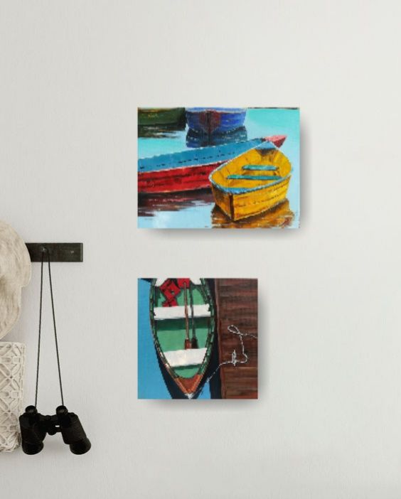 Діптих «Човни», дві картини 30х30, 30х40 оригінал