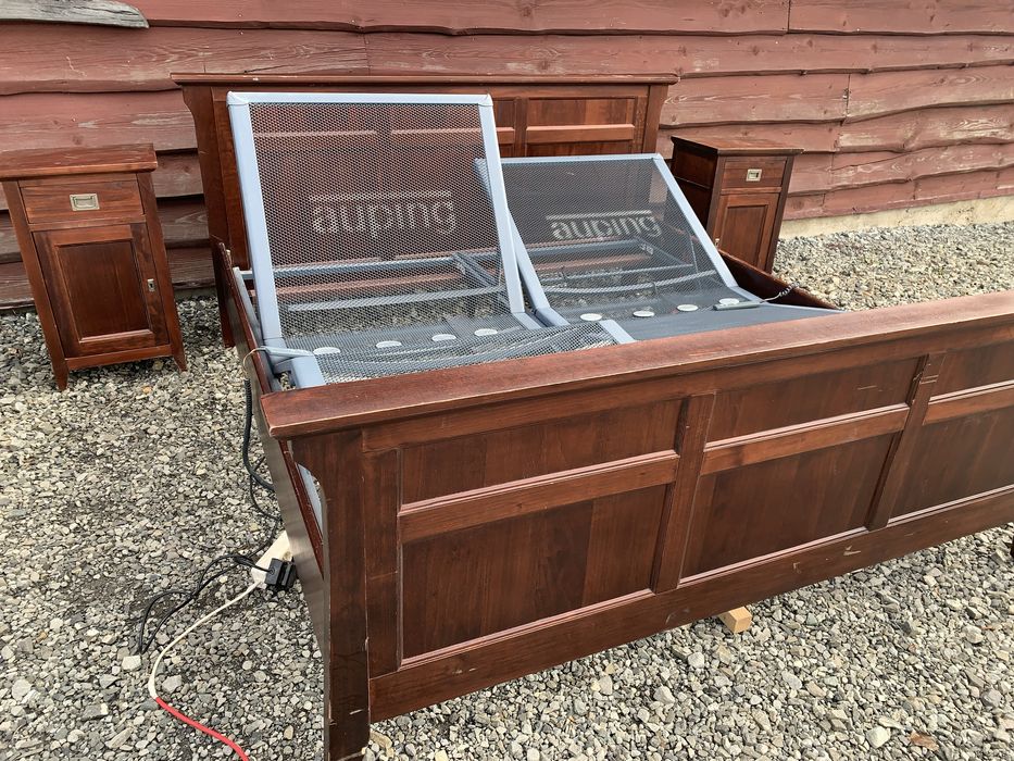 łóżko kolonialne 180/200 stelaż elektr. Komoda, szafki nocne