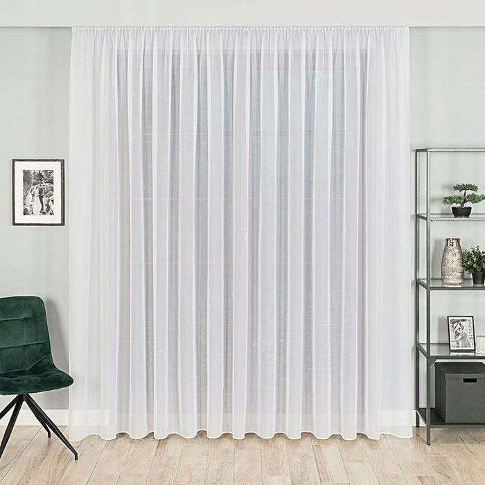 Firana gotowa z woalu VEGA wys 245x500 cm z ołowianką do salonu