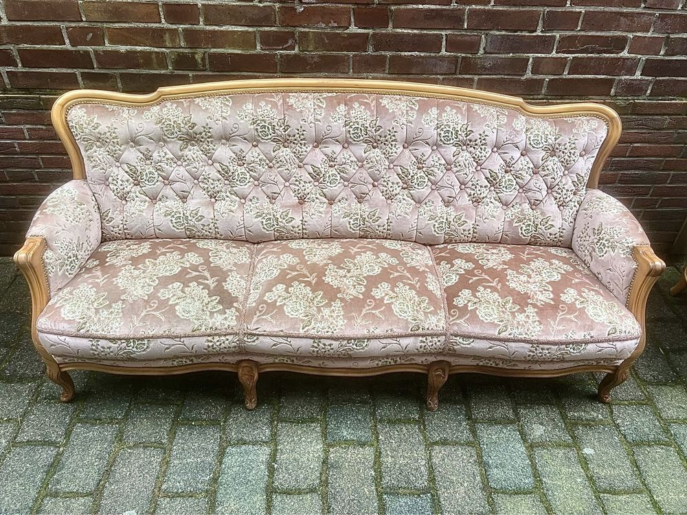 Komplet sofa kanapa 3 os + 2 fotele Ludwik Chippendale stylizowane