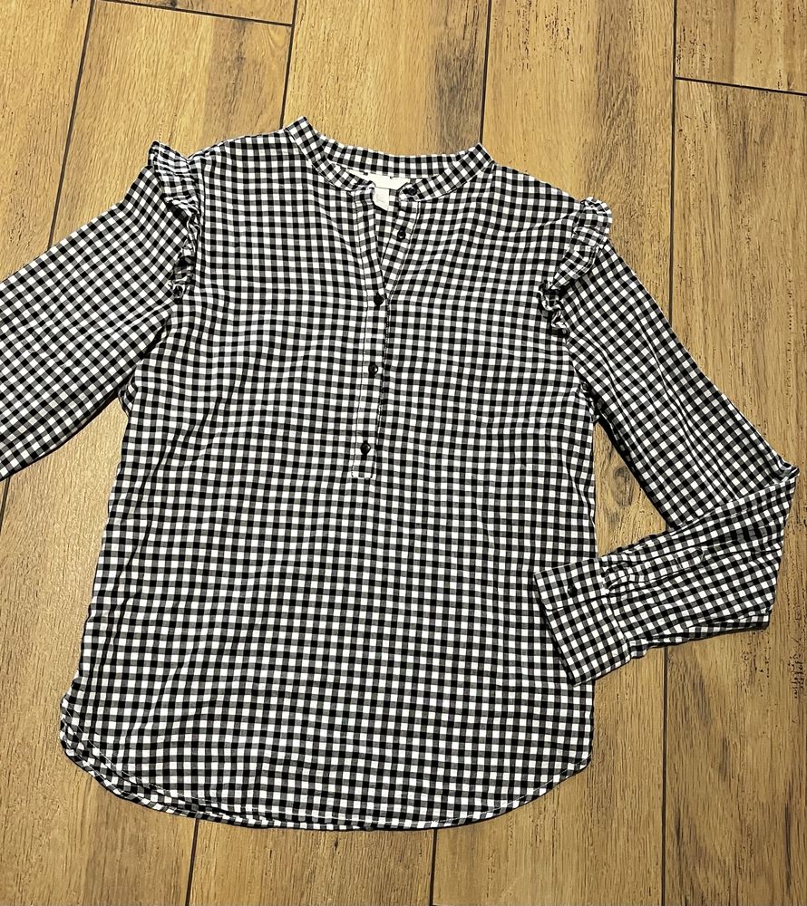 Koszula w kratę czarno biała H&M